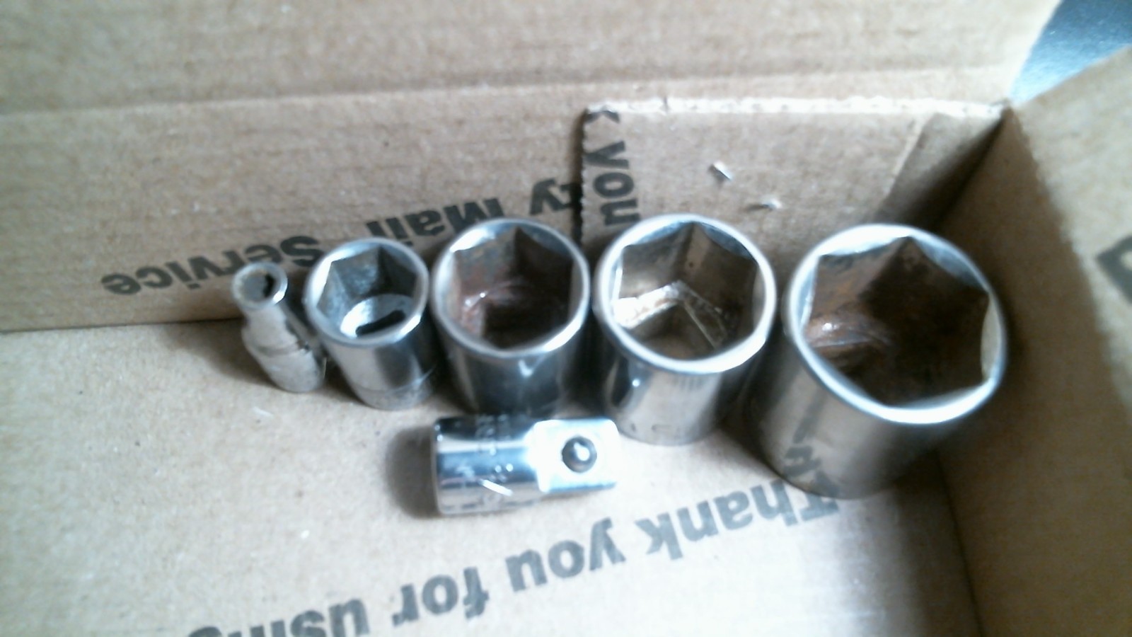 G4 Craftsman Tools 5 pc 3/8″ Drive SAE Shallow Sockets PLUS ADAPTER USED