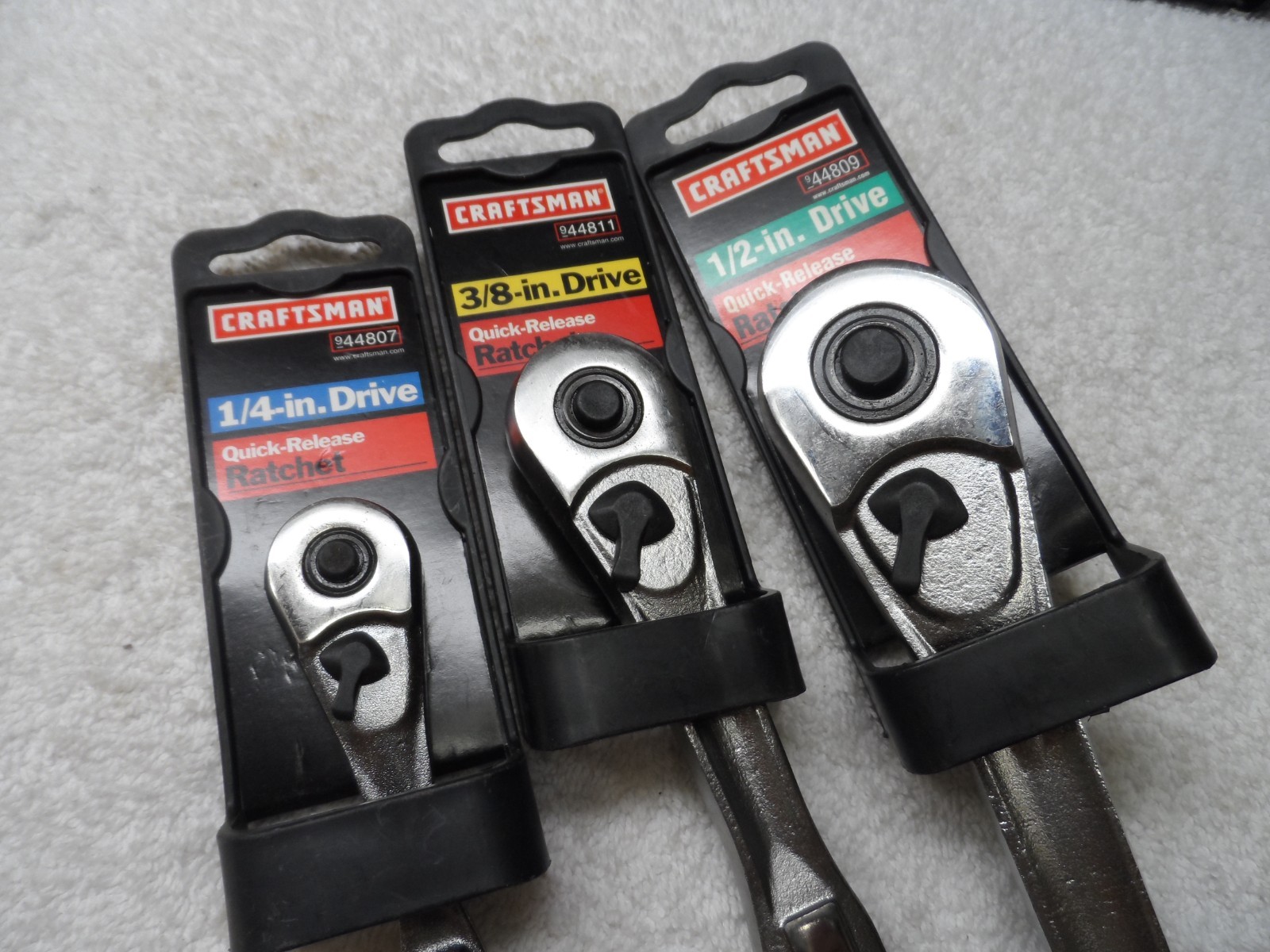Craftsman 1/4 3/8 1/2 Drive Quick Release Ratchet Set NIP PN 44807/811/809 USA
