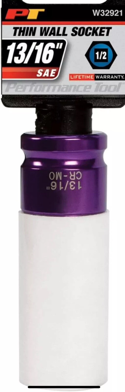 Performance Tool W32921 1/2 Inch Drive 13/16 Inch Thin Wall Color Lug Nut Socket