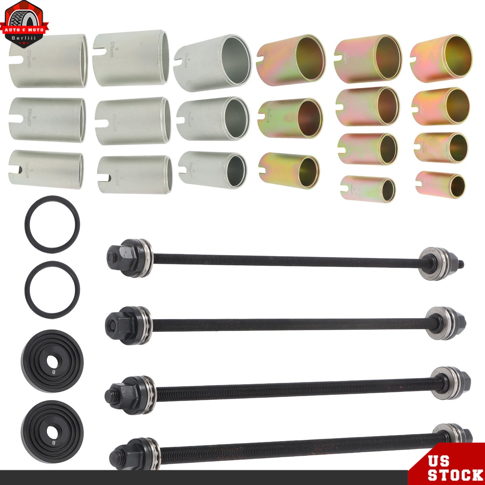 26PCS Universal Press & Pull Sleeve Kit Bush Bearing Removal Insertion Tool Kit