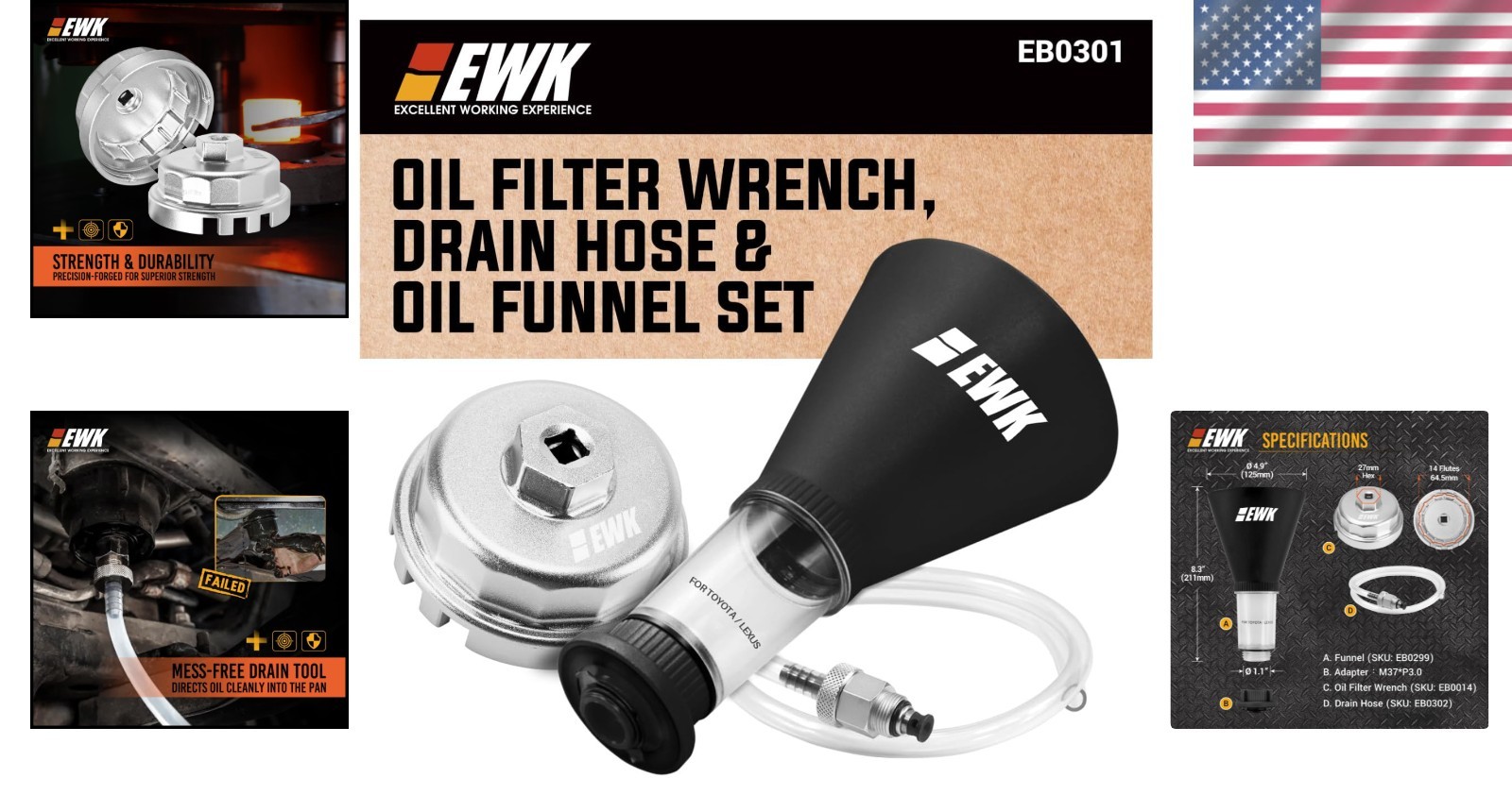 64mm Oil Filter Wrench & Funnel Set – Forged Aluminum