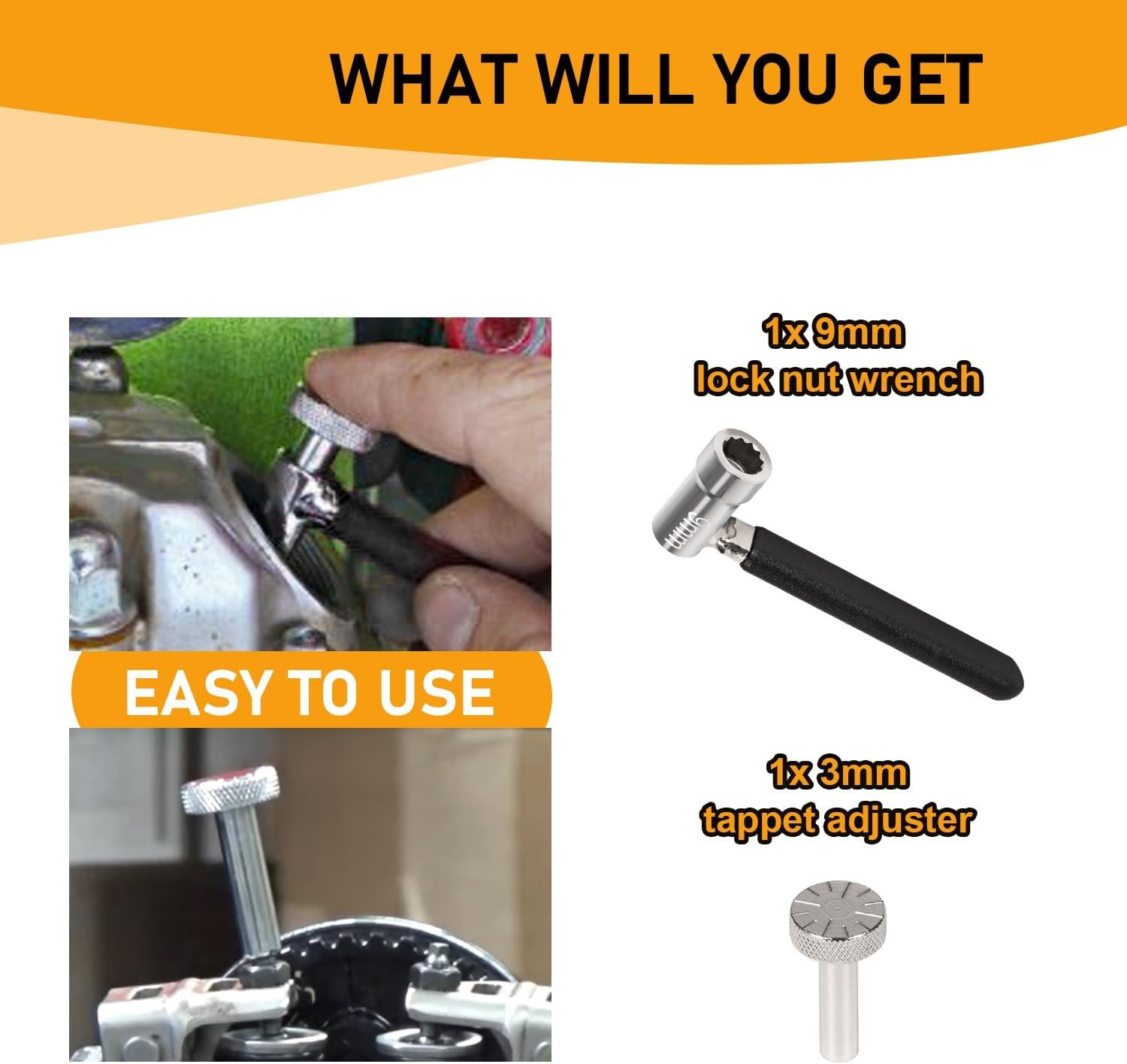 Valve Tappet Adjusting Tools 3mm Square Adjuster with Wrench for ATVs Motorcycle