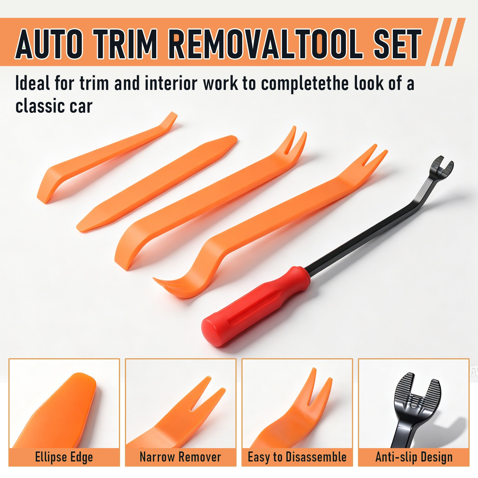 5pcs Car Door Trim Removal Tool Pry Panel Dash Radio Body Clip Installer Kit Set
