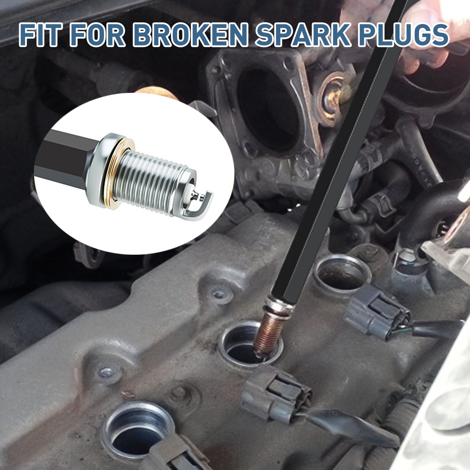 Broken Fracture Damaged Spark Plug Extractor Removal Tool Reverse w/ 10mm Socket