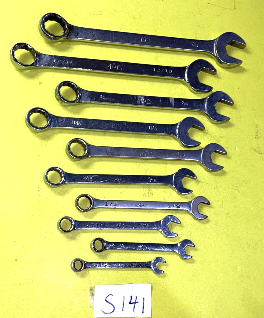 MAC TOOLS 10 PIECE SAE. STANDARD COMBINATION WRENCH SET 12 POINT 5/16 TO 7/8