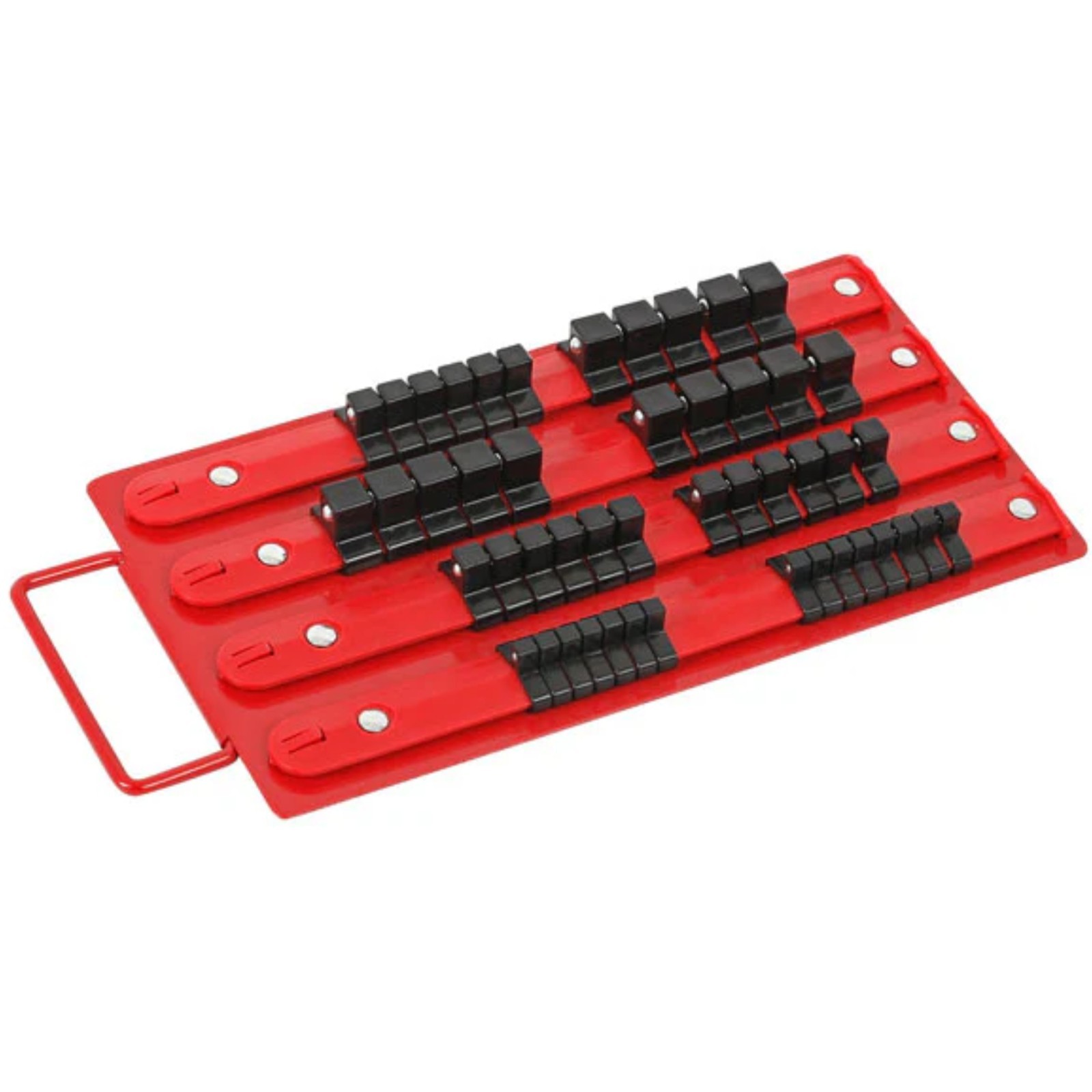 Metal Socket Tray with 1/4 3/8 & 1/2 Inch Clips Storage Rails Tool Box Roll Cab
