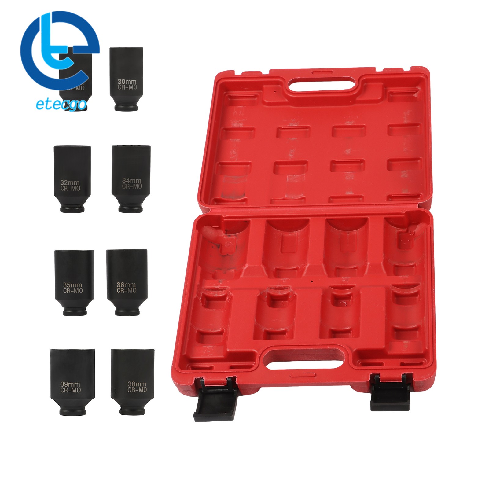 1 Set 1/2″ Drive Deep Spindle Axle Nut Impact Socket Set 8PCS 2 Point