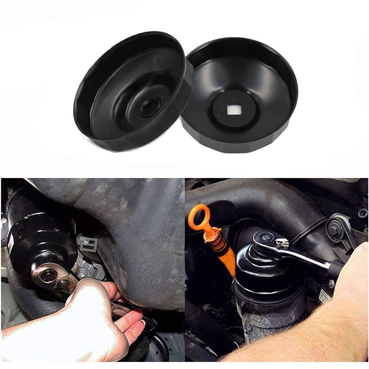 16Pcs Oil Filter Wrench Set Cup Type Removal Tool Socket Kit 1/2″ 3/8″ Adaptor