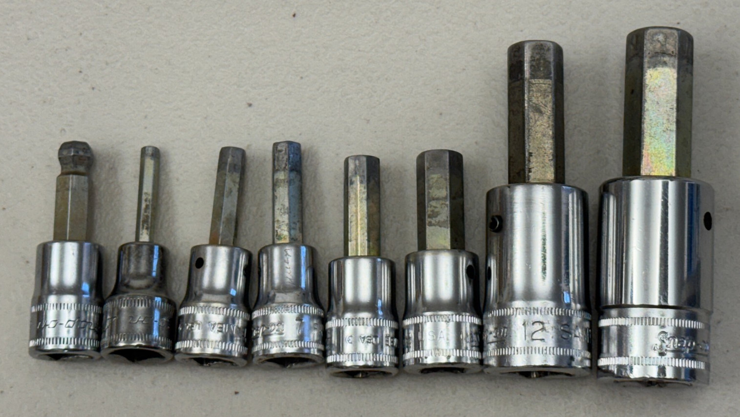 Snap-on 3/8 & 1/2 Dr Metric Bit Sockets ~ 17 Pieces Allen, Torx, Triple Square