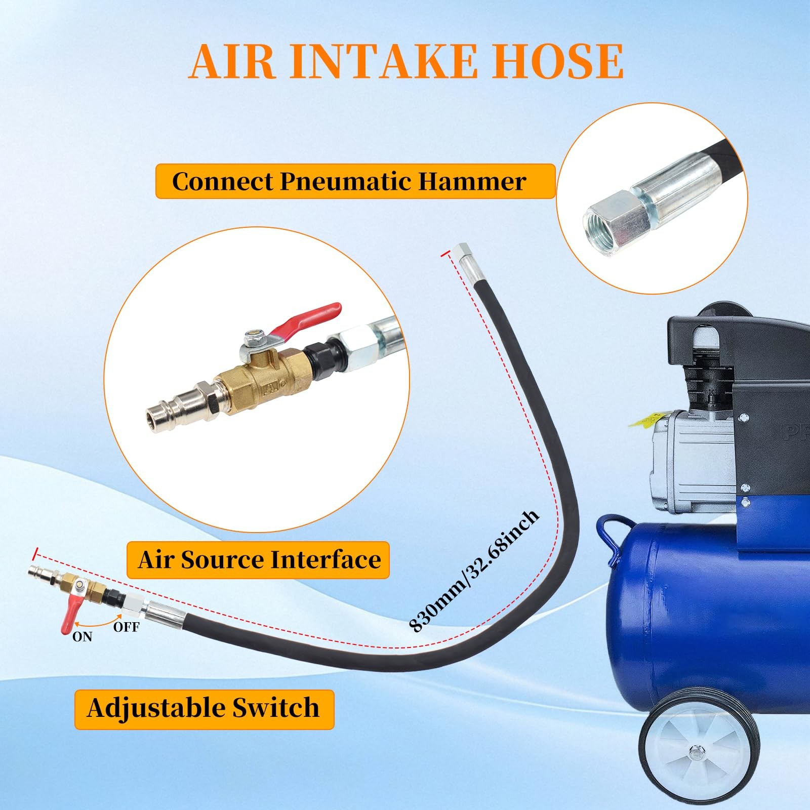 Yuesstloo 28Pcs Pneumatic Diesel Injector Puller Set with Extension Hose