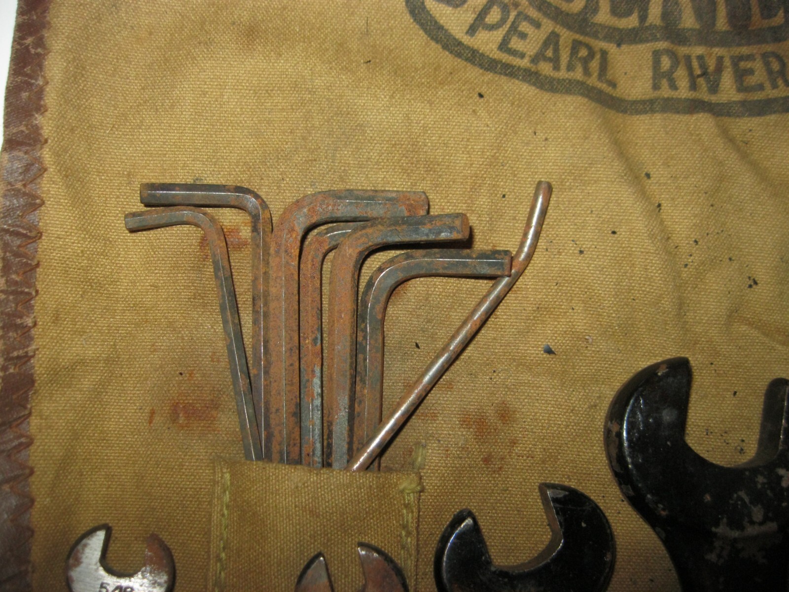 Vintage RARE Dexter Open End Wrench Set and hex wrench set in original pouch.