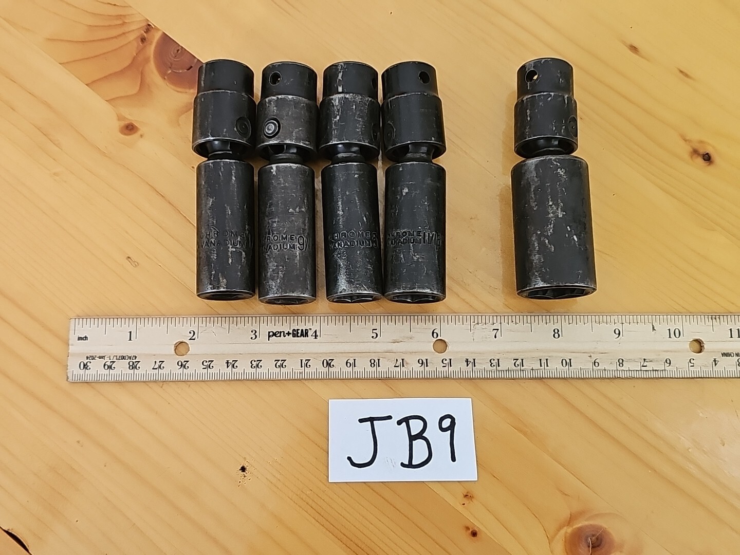 5pc. Unbranded 1/2″ Drive Deep Well Swivel Sockets 1/2, 9/16, 5/8, 11/16, 7/8″