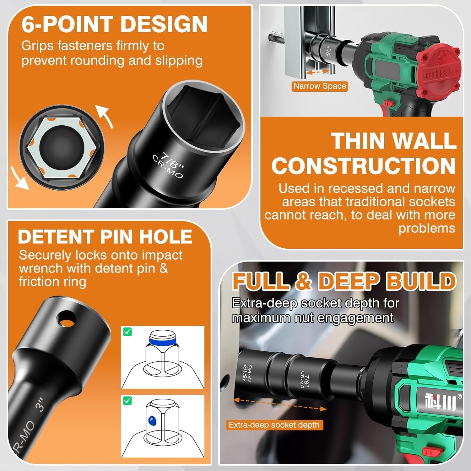 Chrome Vanadium 6PCS Lug Nut Impact Socket Set – Heavy-Duty Efficiency