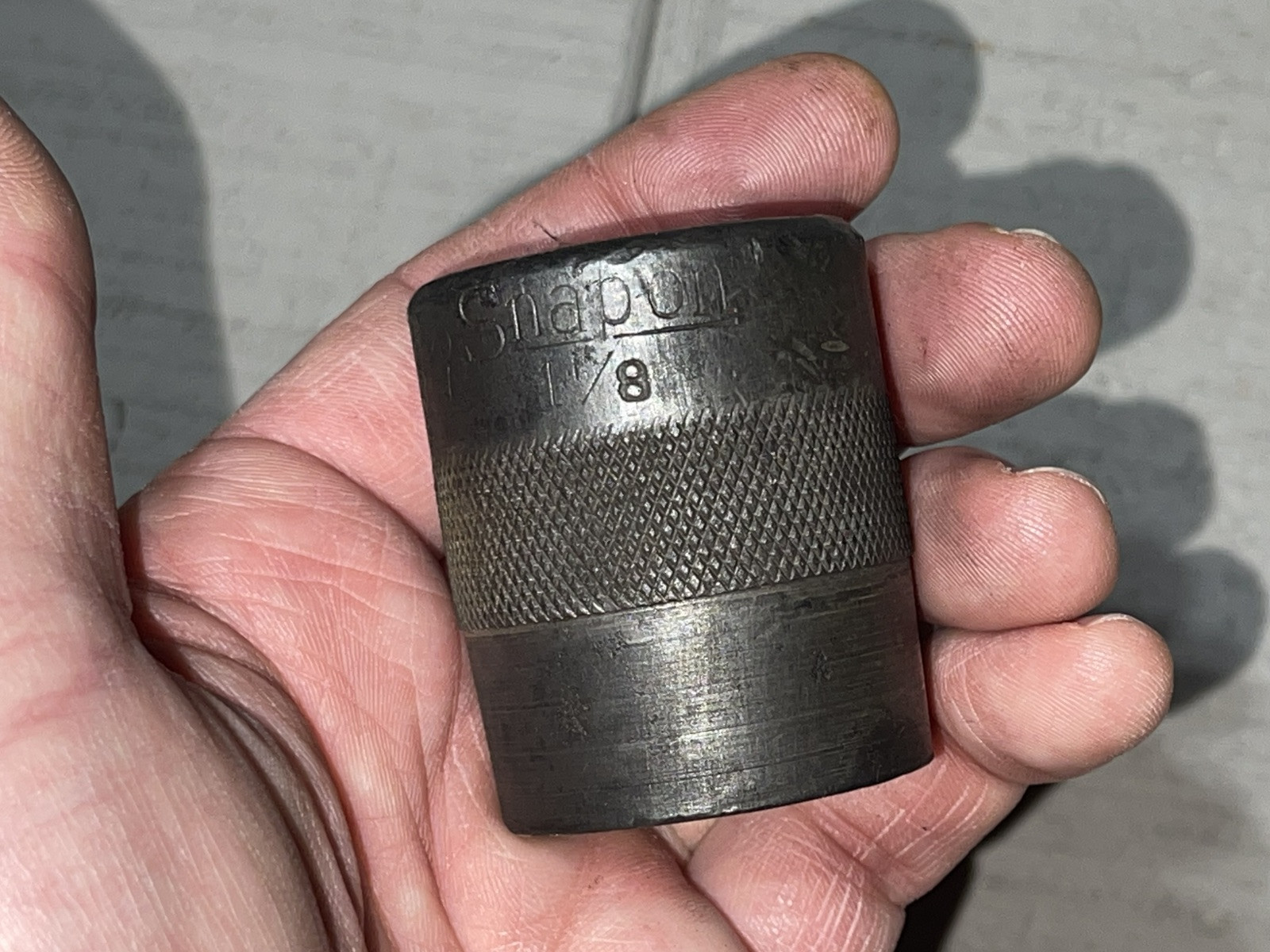 Vintage Snap On 1 1/8” 6 Point 5/8” Drive Knurled Socket. Vintage Snap On Tools