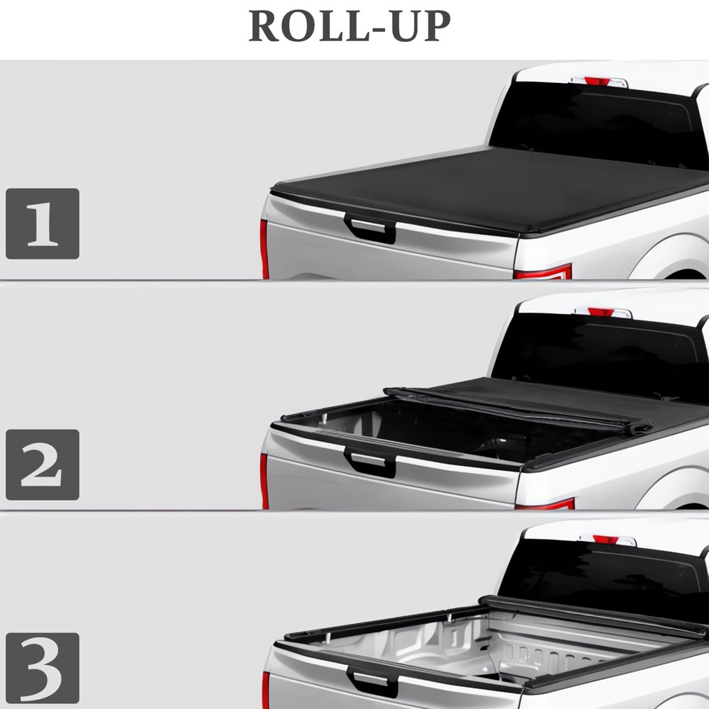 6.5FT Roll-up Soft Truck Bed Tonneau Cover for 2009-2024 Ford F150 Waterproof
