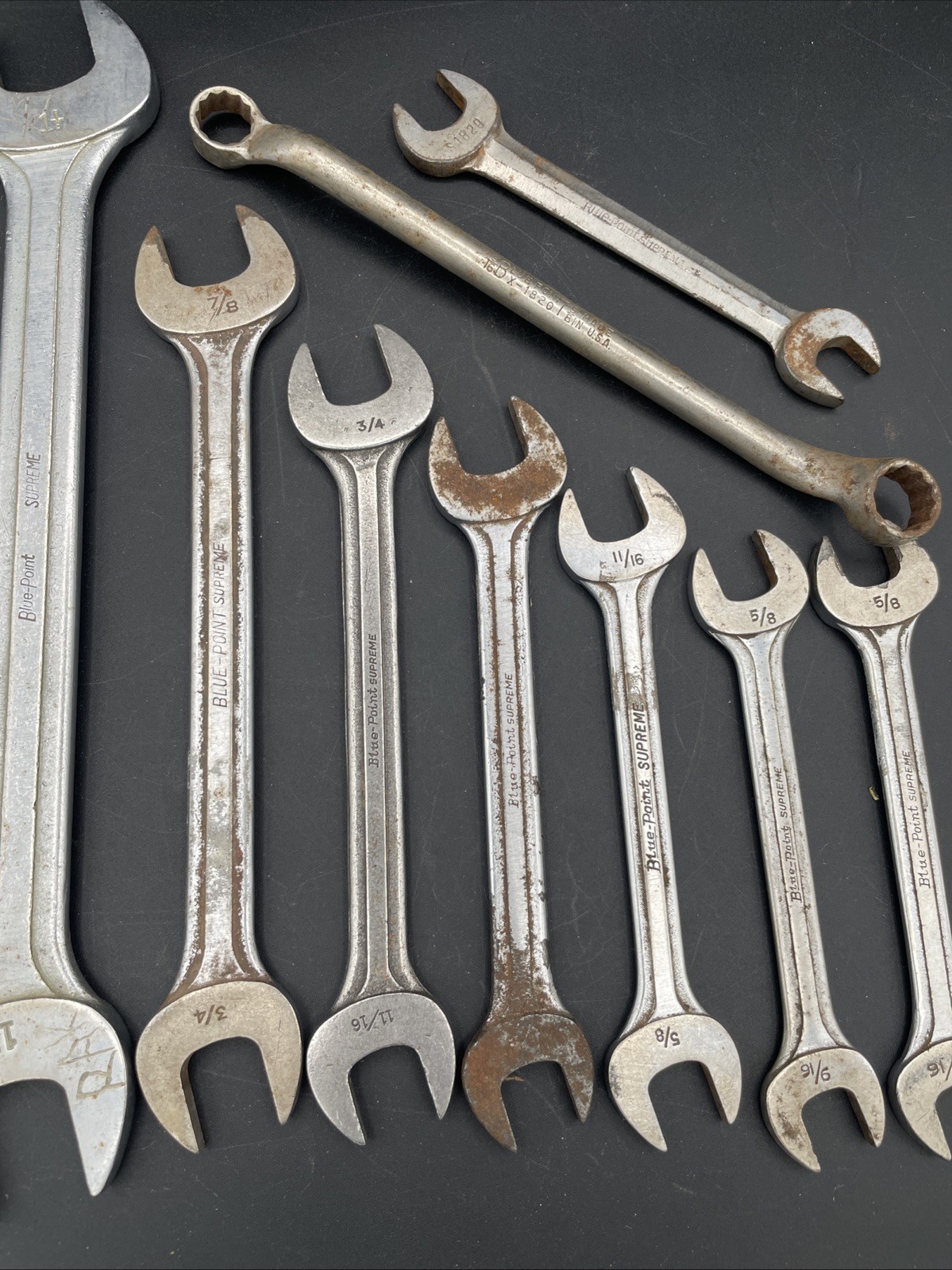 Vintage 9-Piece Blue-Point Supreme Wrench Lot Various Sizes Made in USA