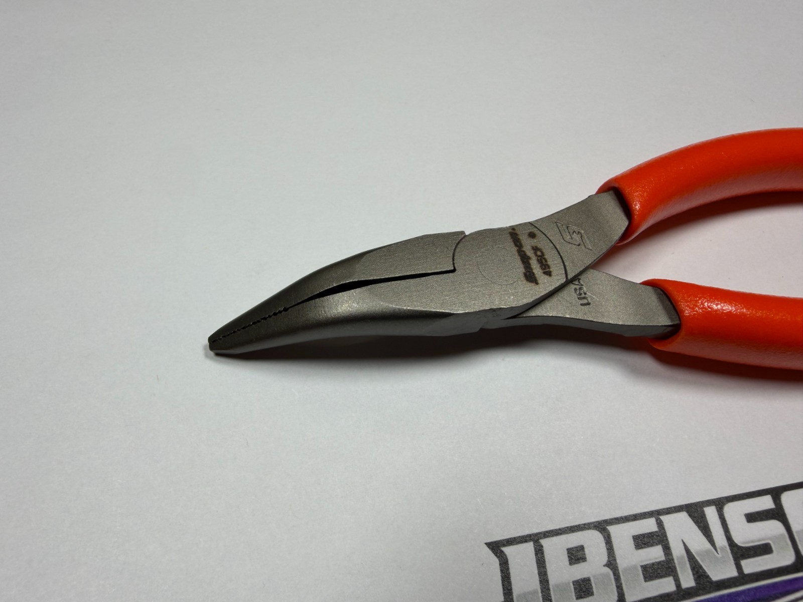 Snap-on Tools USA NEW ORANGE 6″ Soft Grip 35° Bent Needle Nose Pliers 495CFO