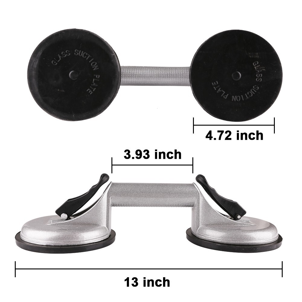 Heavy Duty Aluminum Double Handle Suction Cup Plate Professional Glass Puller