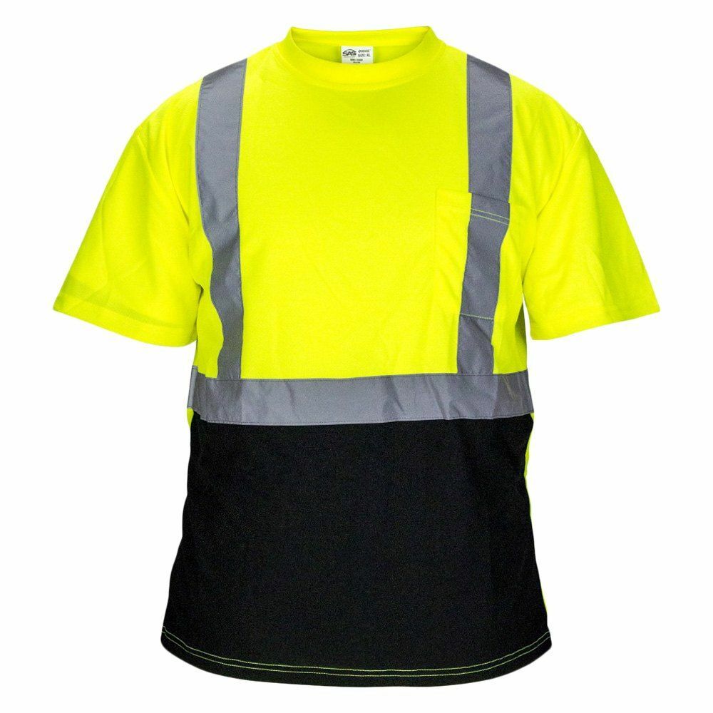 Sas Safety 690-1660 Class 2 Black Bottom Reflective T-shirt, Xl