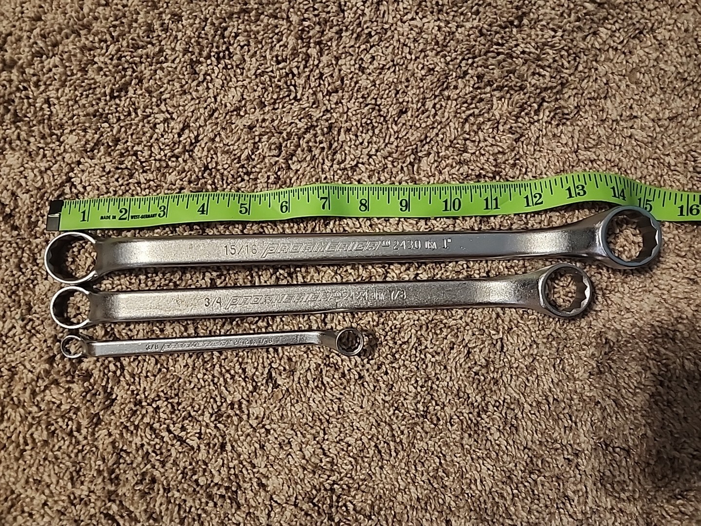 ProAmerica Offset Wrench Lot Box End 15/16-1, 3/4-7/8, 3/8-7/16 – Made In USA