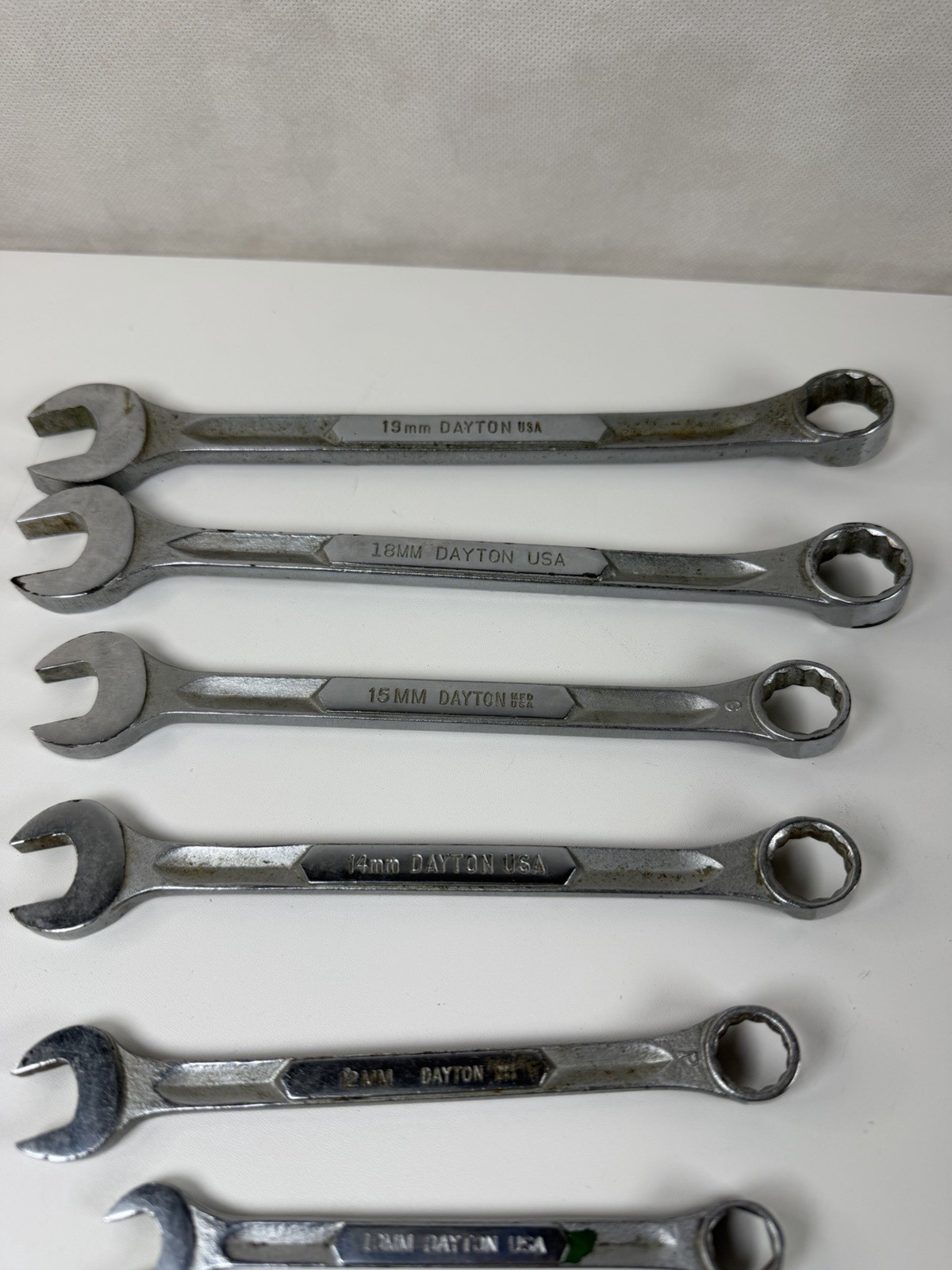 Vintage Dayton USA Metric Combination Wrench Set 12-Point 8pc Hand Tool Lot