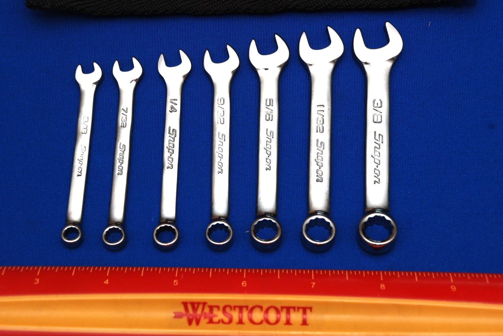 NEW Snap-on 7 Pc 12-Point SAE Flank Drive Midget Combo Wrench Set (3/16-3/8″)