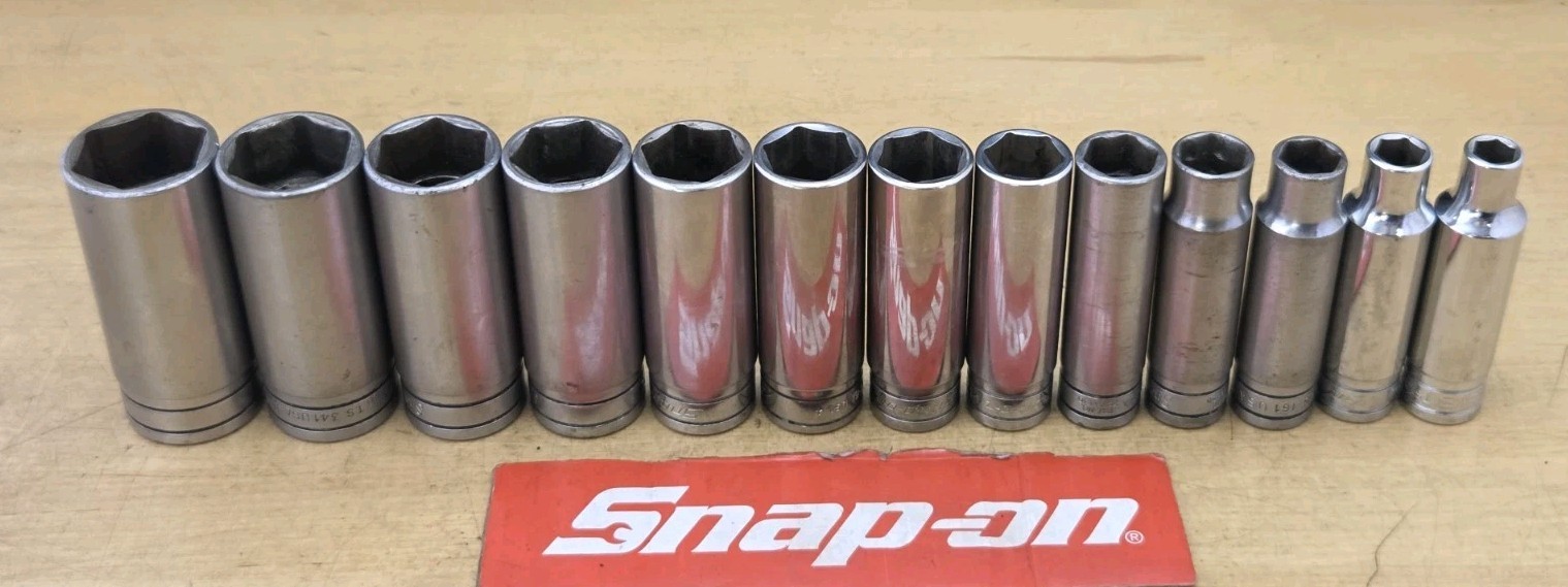 Snap On 313TSYA – 1/2″ Drive 13 Pc SAE Deep 6Pt Chrome Socket Set 3/8″ – 1-1/8″