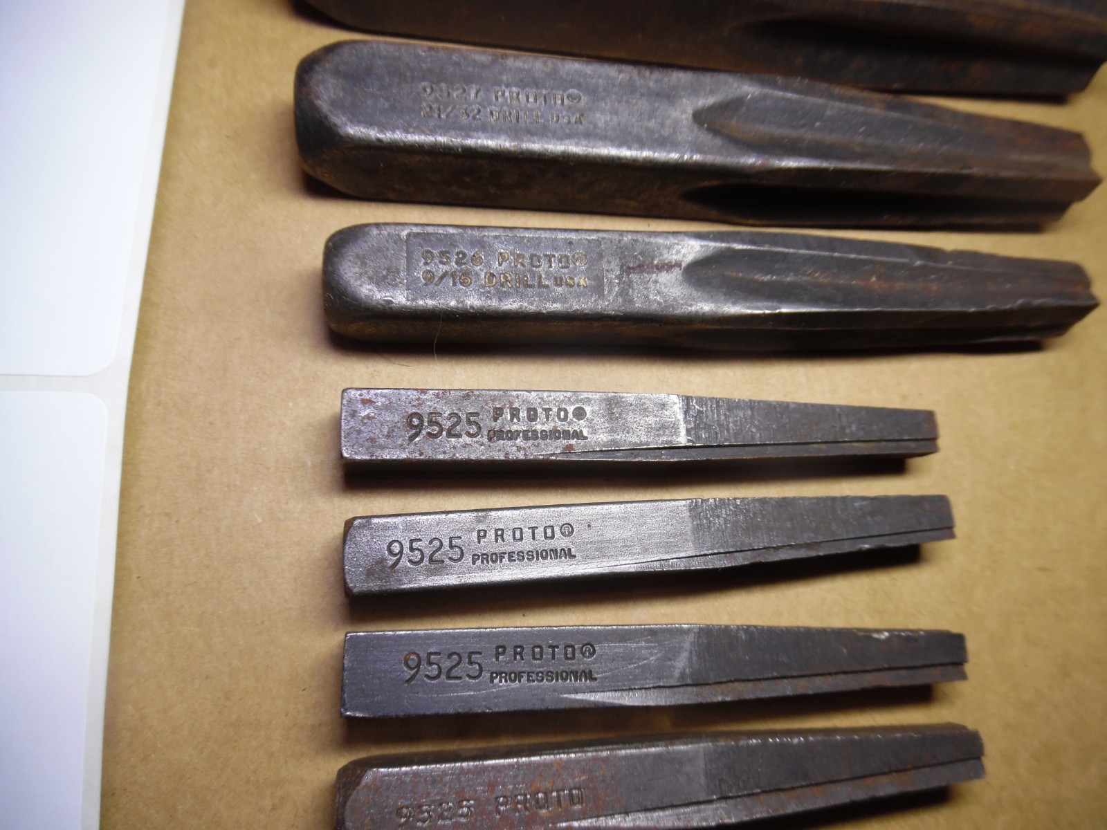 Vintage PROTO Tools 9529 9528 9527 9526 9525 9524 SCREW EXTRACTORS Set Of 9