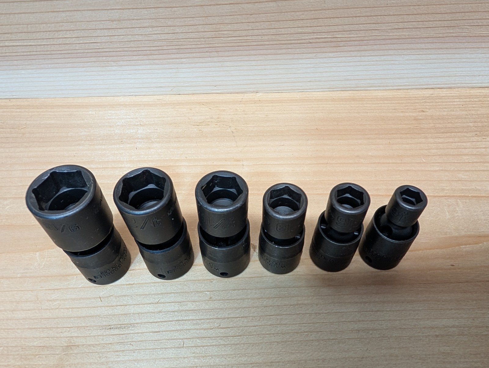 Snap On 106iptma 6 Pc SAE Shallow Swivel Impact Socket Set 1/4” Drive W/ Tray