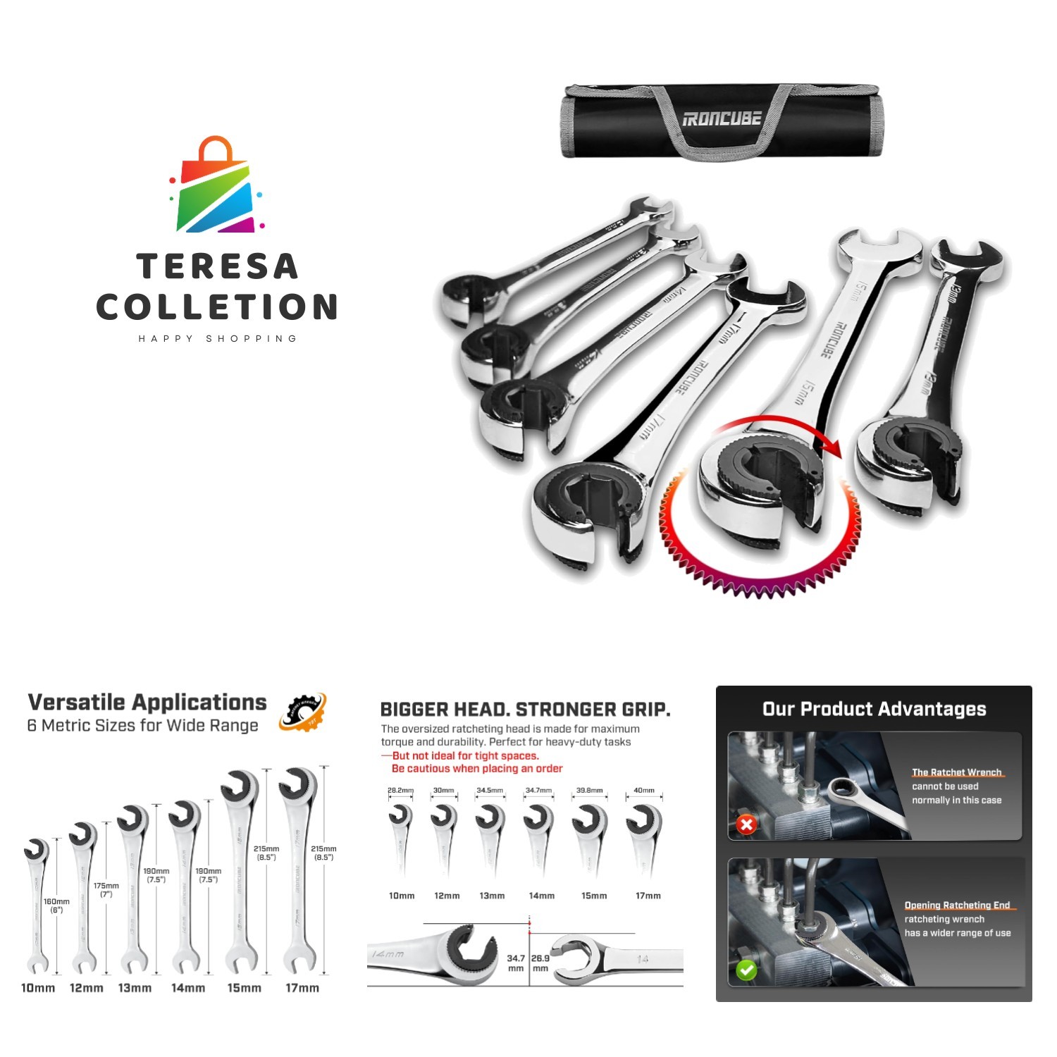 Brake Line Wrench Set: Metric 10-17mm – Ratcheting Open-end for Nuts on Fuel,…