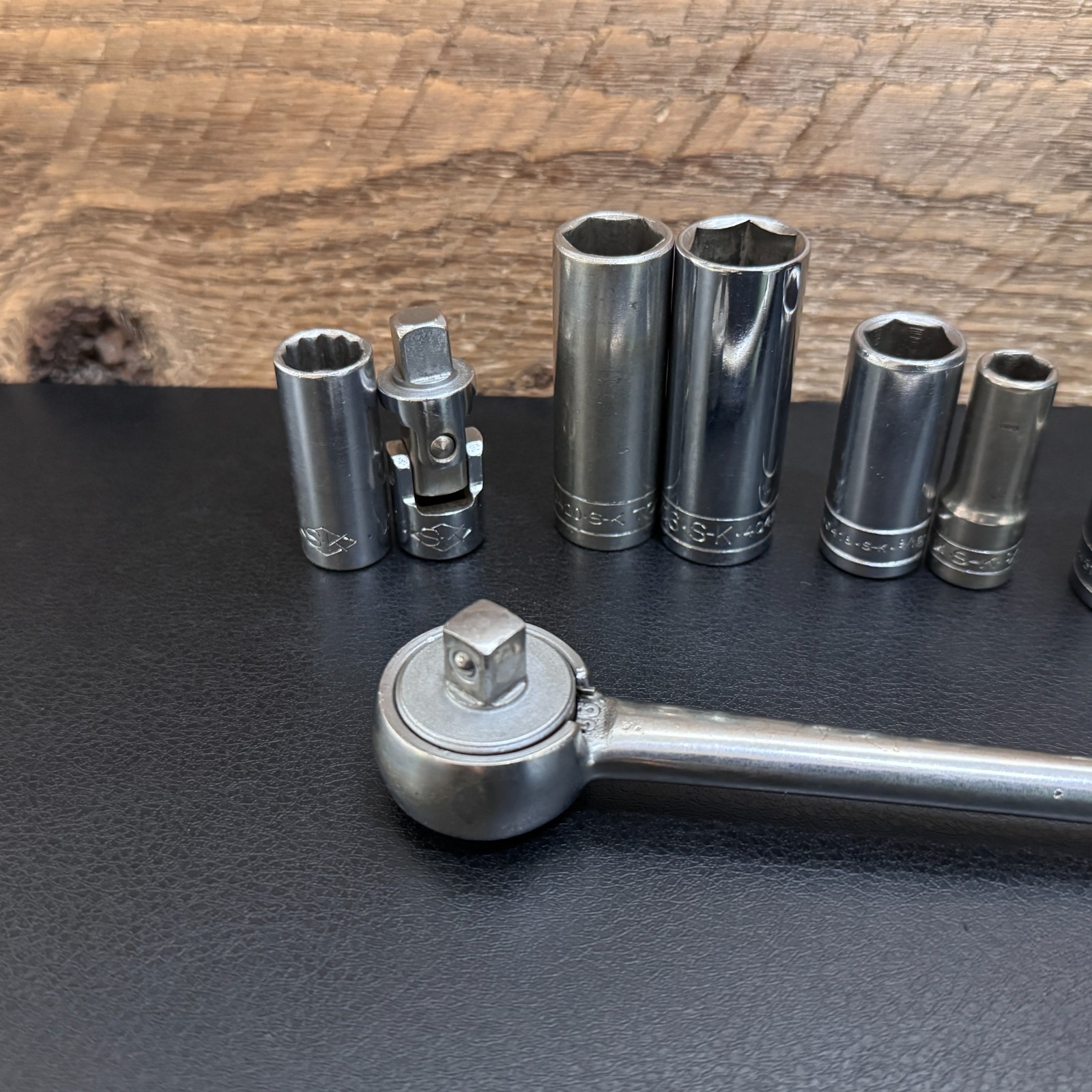 S-K Tools 3/8 Drive SAE Socket Lot 12PT 6PT Deep, STD, Universal & Ratchet 45170