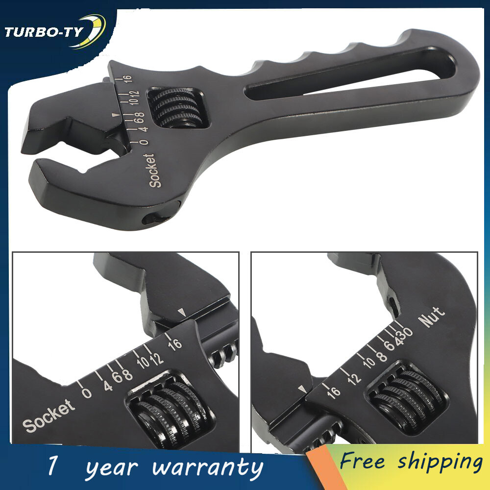 Black Adjustable Wrench Aluminum Tool Spanner for Hose End Fitting 3AN-16AN
