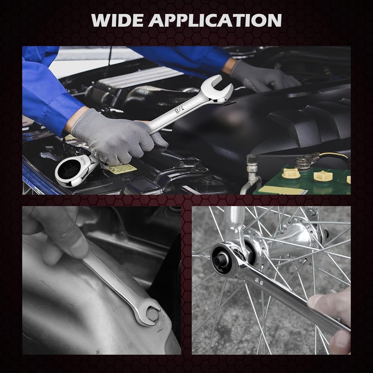 Ratchet Wrench Set, Combination Wrenches in Imperial and Metric Sizes