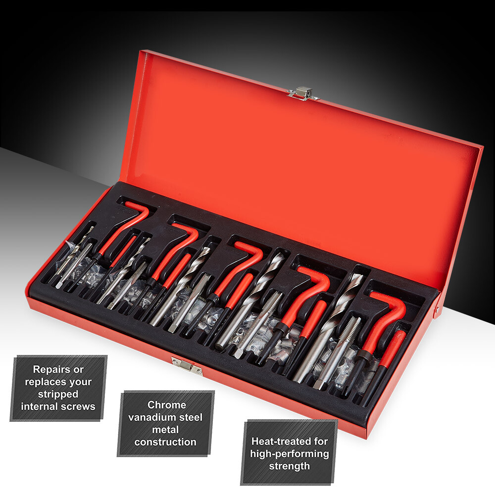 131PCS Thread Repair Kit HSS Drill Helicoil Repair Kit Metric M5 M6 M8 M10 M12