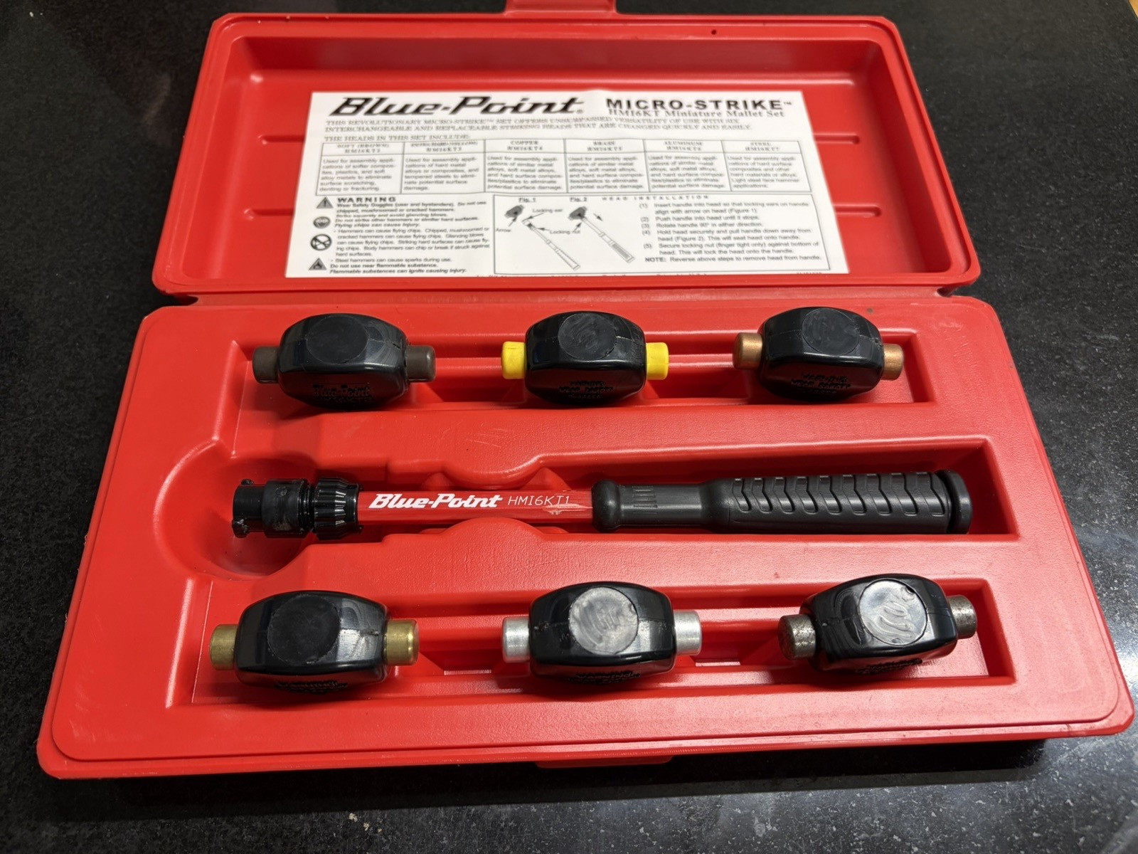 Blue Point HM16KT 7 Piece Micro Strike Changeable Head Mallet Set