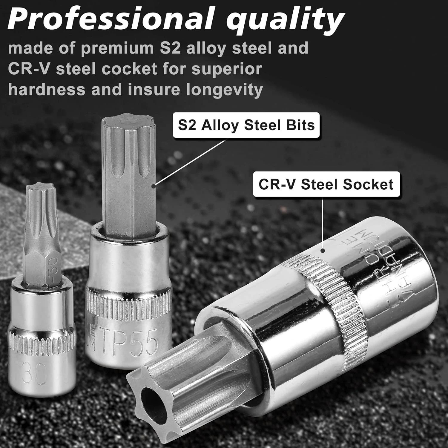 64Pcs Master Torx Bit Socket and External Torx Socket Set, 1/4, 3/8, 1/2-inch…