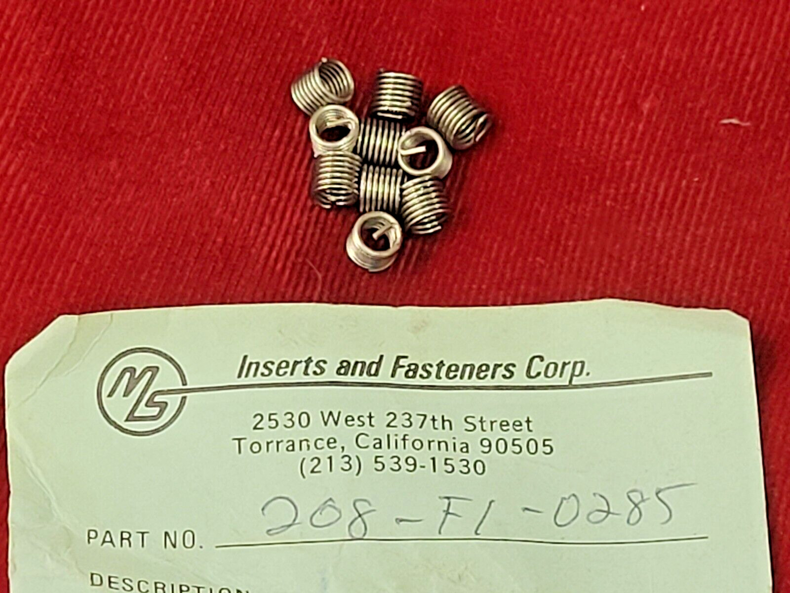 208-F1-0285 10-32 X .0285 Thread Repair Inserts LOT OF 10 Perma Coil Fits Heli