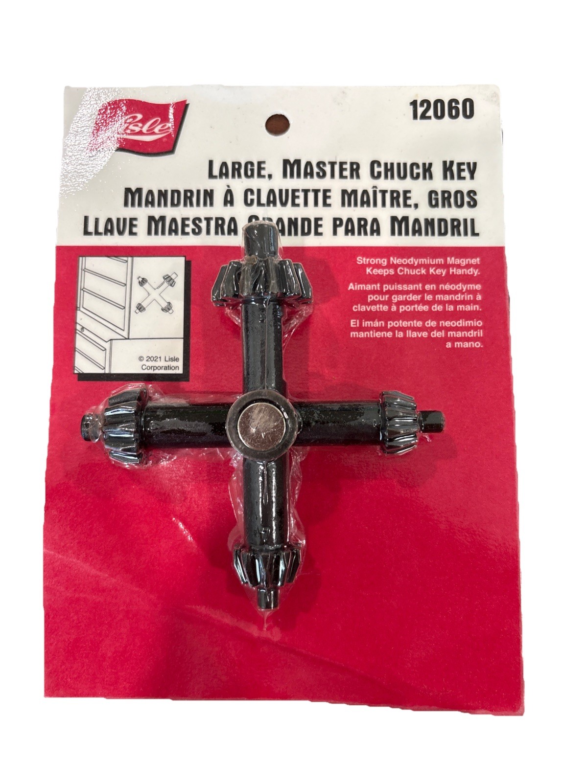 Lisle 12060 Large Master Magnetic Chuck Key with 4 Sizes
