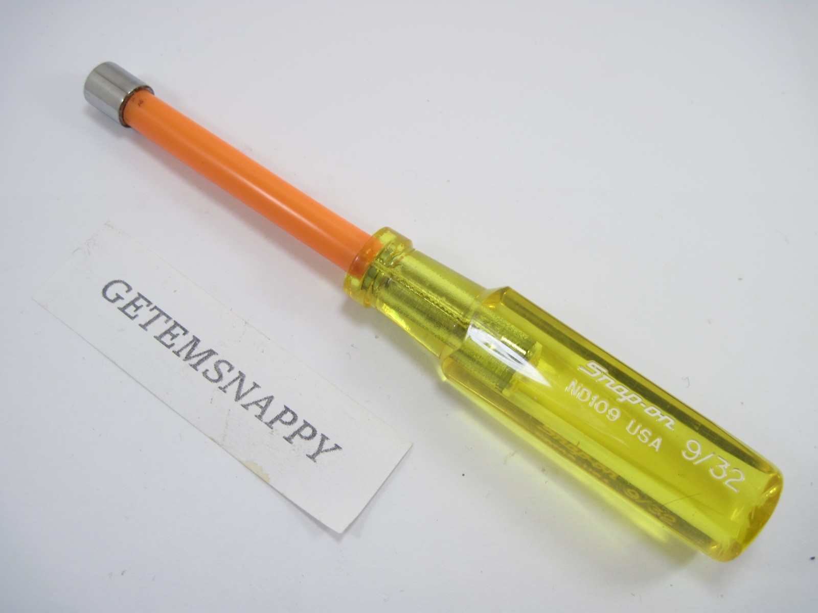Snap On 9/32″ Nut Driver With Yellow Screwdriver Handle ND109 NICE