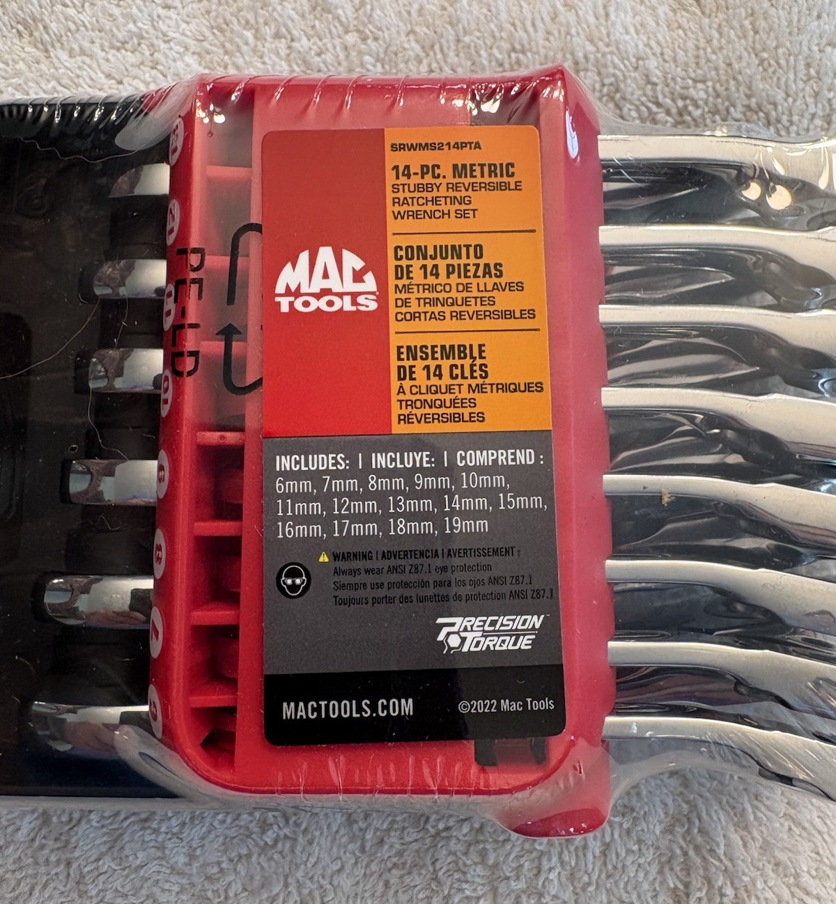 Mac Tools 14 Pc. Metric 12 Pt. Stubby Reversible Ratcheting Wrench Set