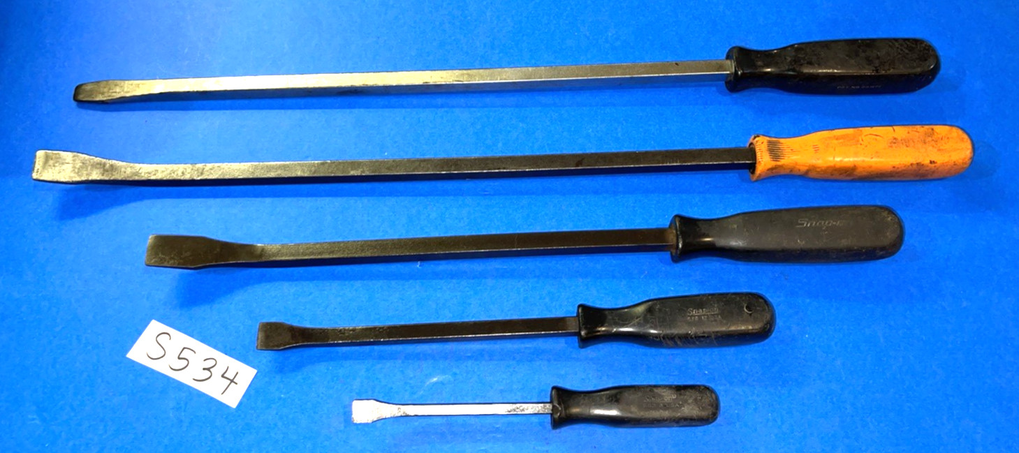 SNAP-ON TOOLS 5 PIECE OLDER PRYBARS & LARGE SCREWDRIVER