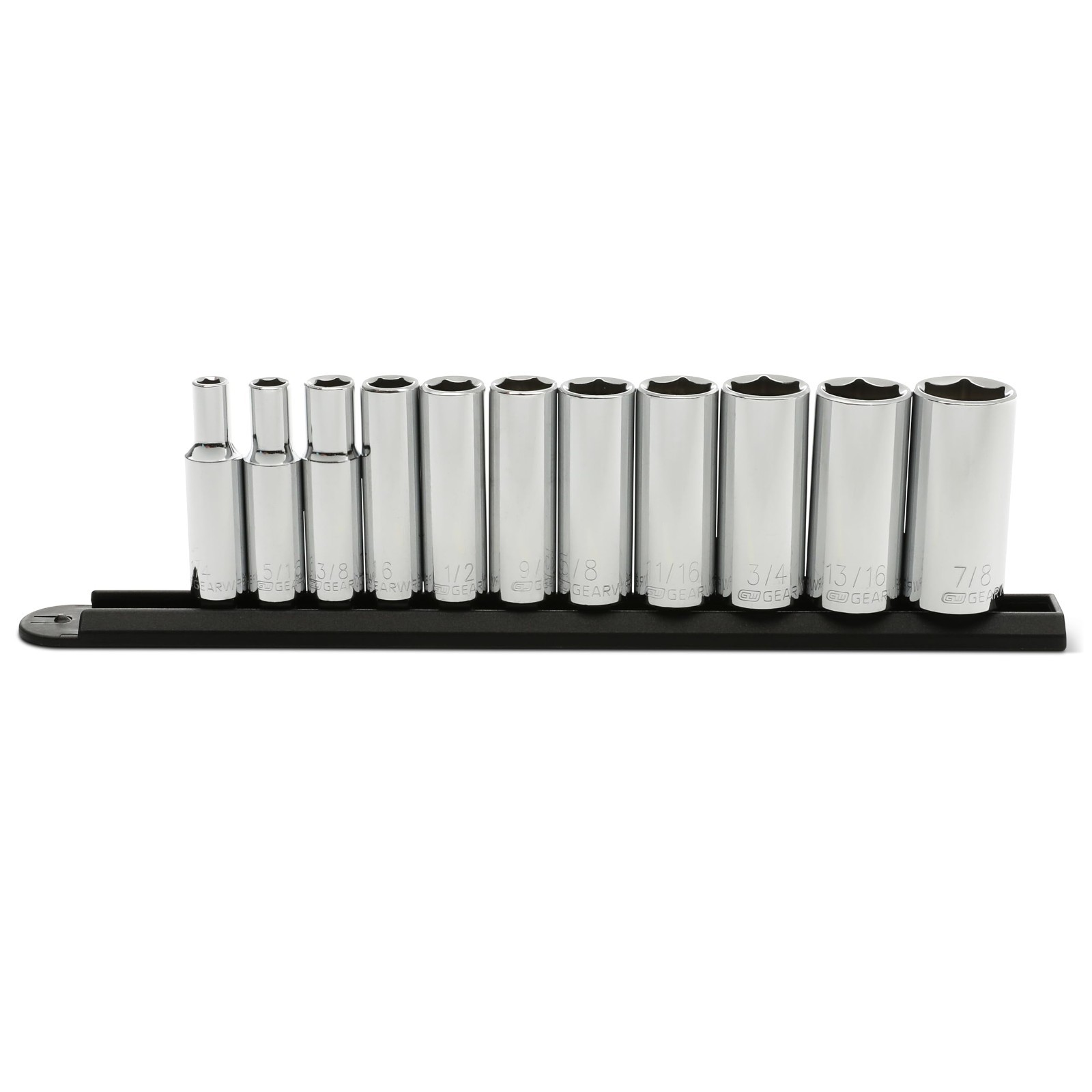 11 Pc 3/8″ Drive Deep Socket Set, 6 Point SAE, Chrome Vanadium, Tool Kit