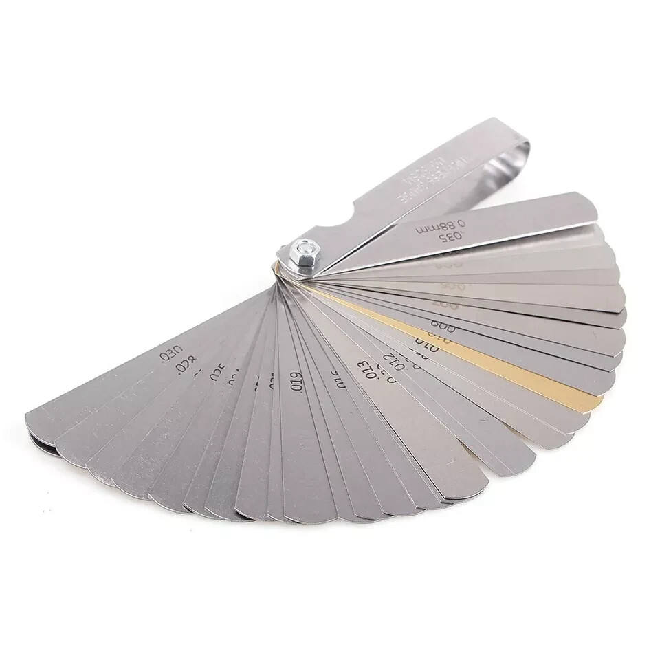 32 Blade Feeler Filler Gauge Spark Plug Gap Metric Imperial Measuring Brass Tool