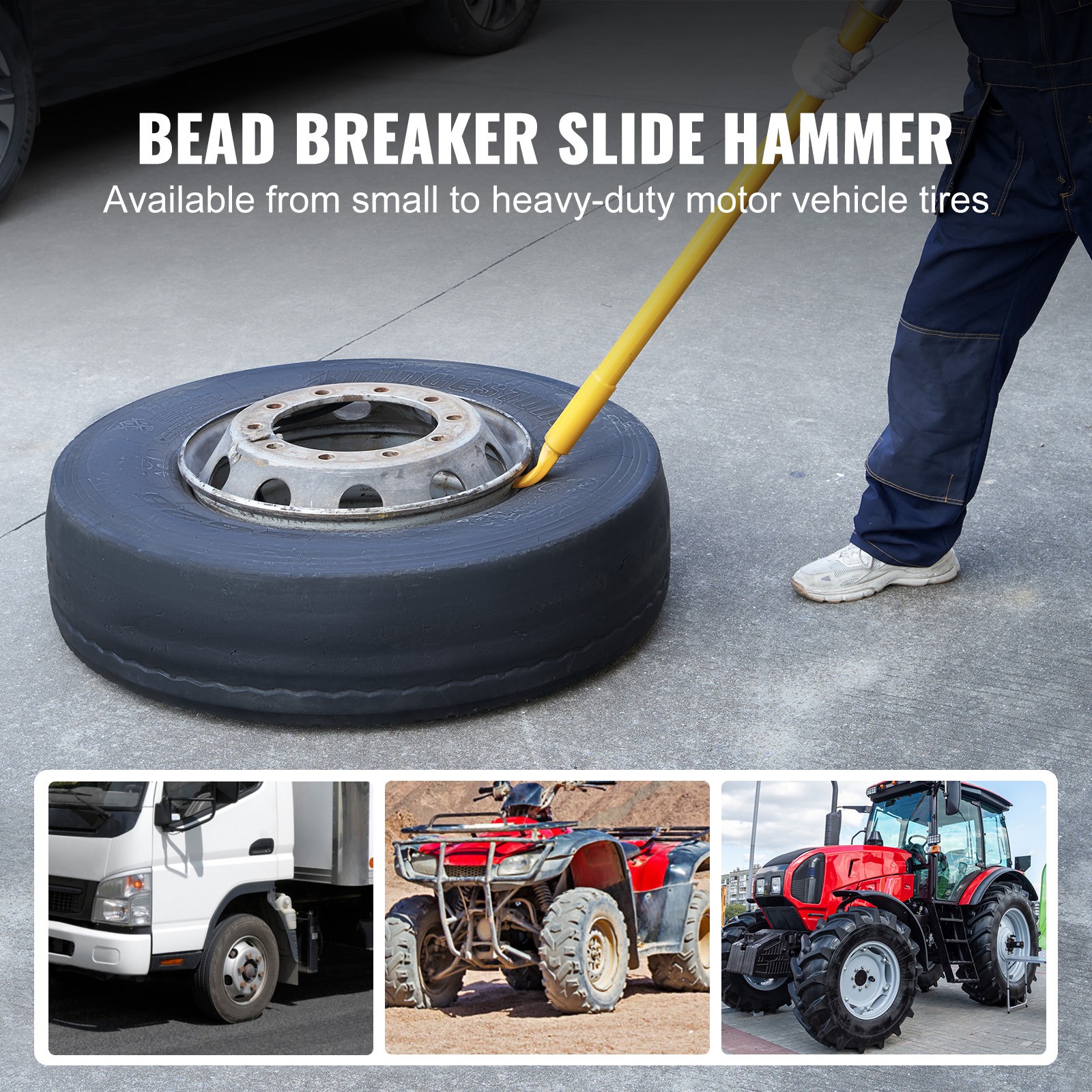 Uimoso Tire Slide Hammer Bead Breaker Heavy-Duty Ram Bar for Cars, Trucks