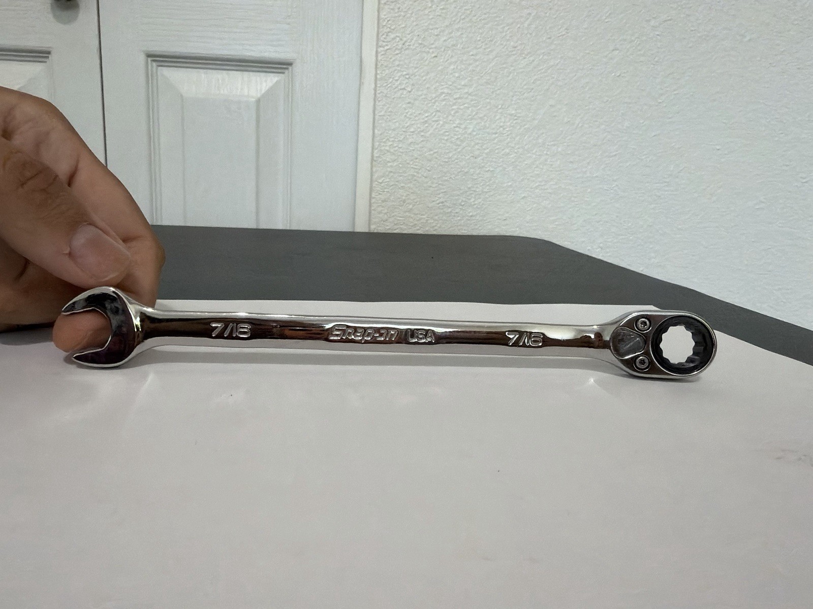 Snap-on Tools 7/16″ Reversible Flank Drive Plus Ratcheting Wrench SOXRR14A. USA