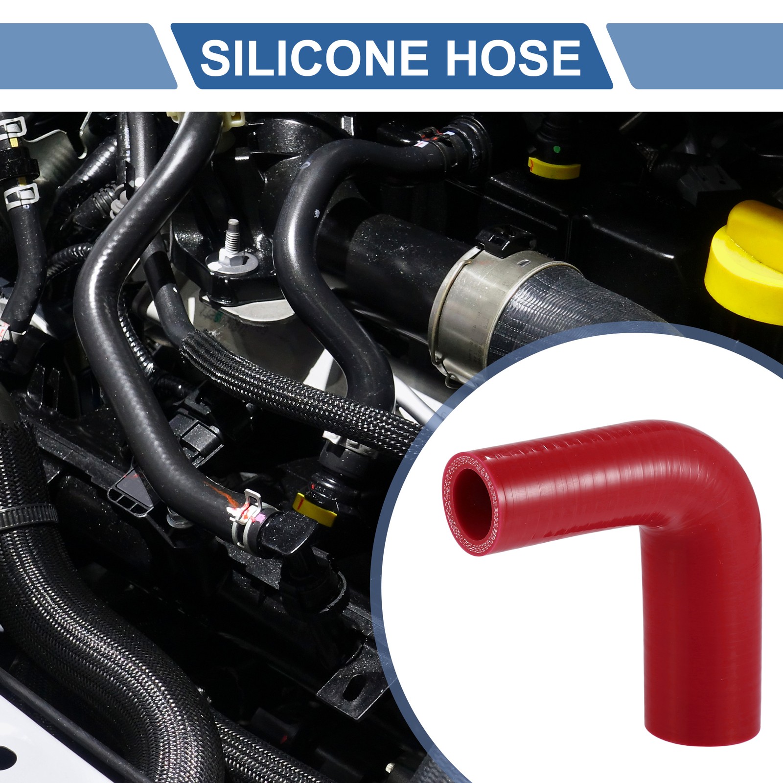 25-35mm 0.98″-1.38″ ID 102mm 4.02″ Length 90 Degree Red Silicone Pipe
