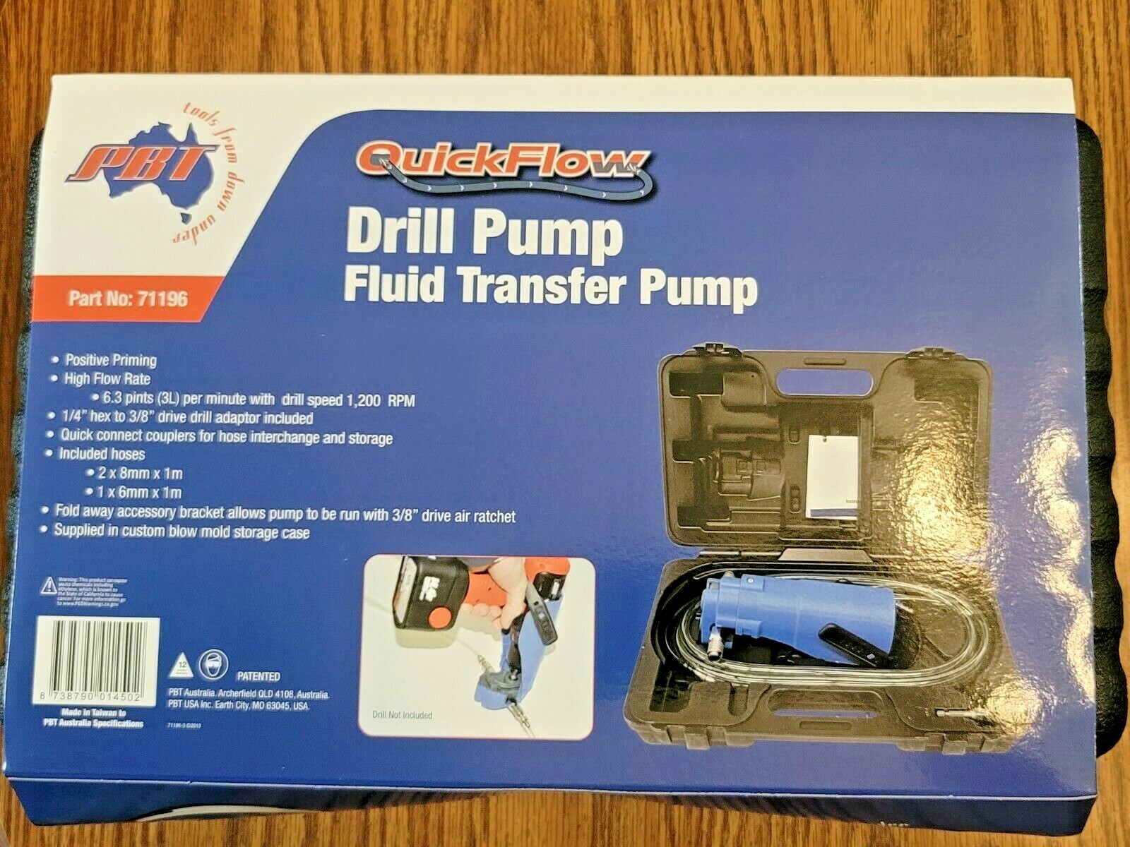 PBT Quick Flow Fluid Transfer Drill Pump Kit w/ Quick Change Hoses & Case #71196