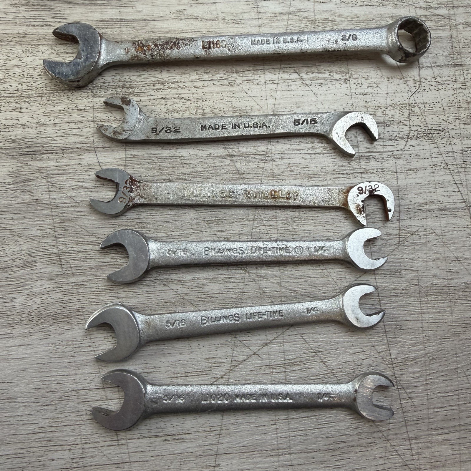 25 Lot Billings + Husky SAE Wrenches Various Sizes Combination, Open, S, Off Set