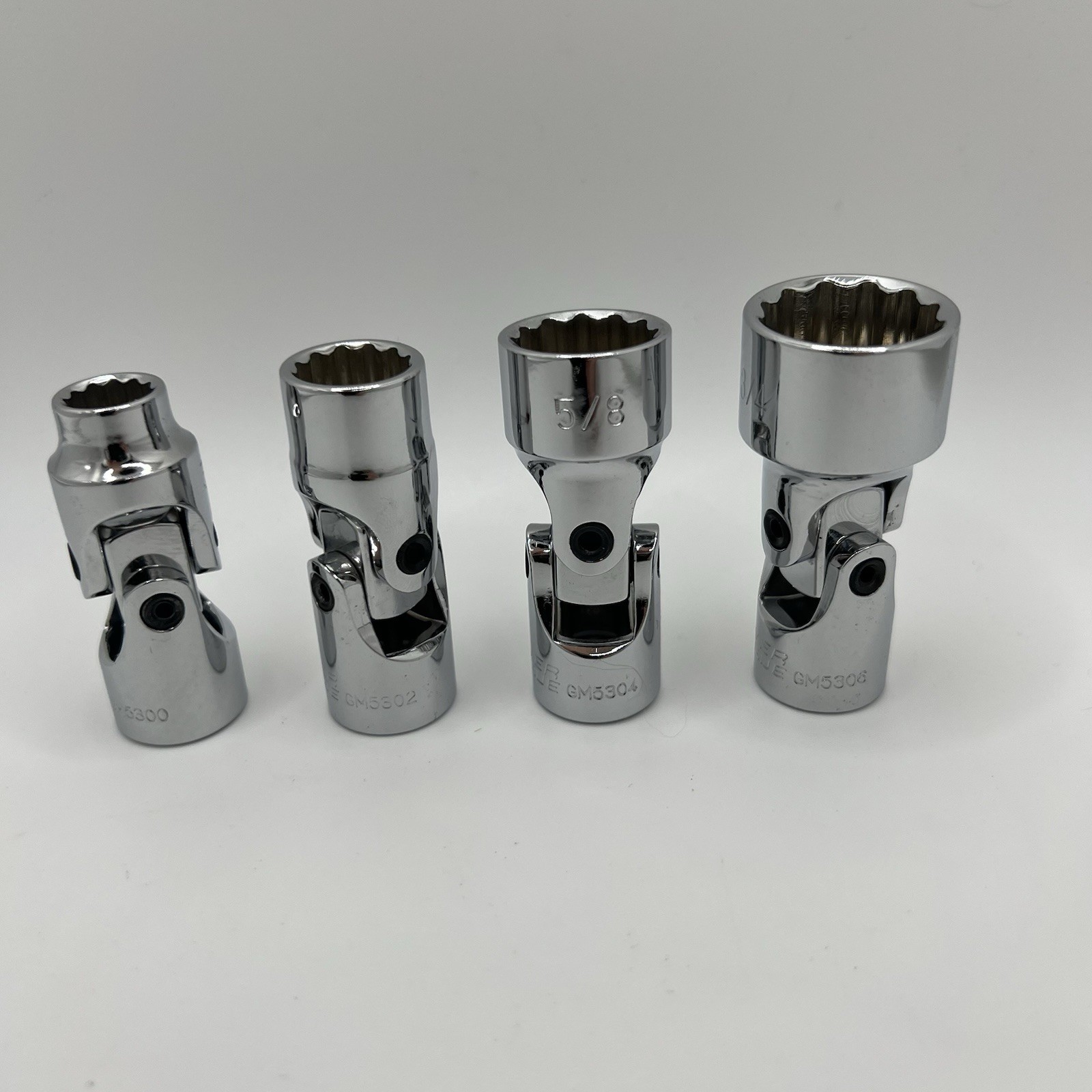 Power Torque 4pc 3/8″ Drive 12 Point Swivel Sockets SAE Standard Chrome Lot Of 4