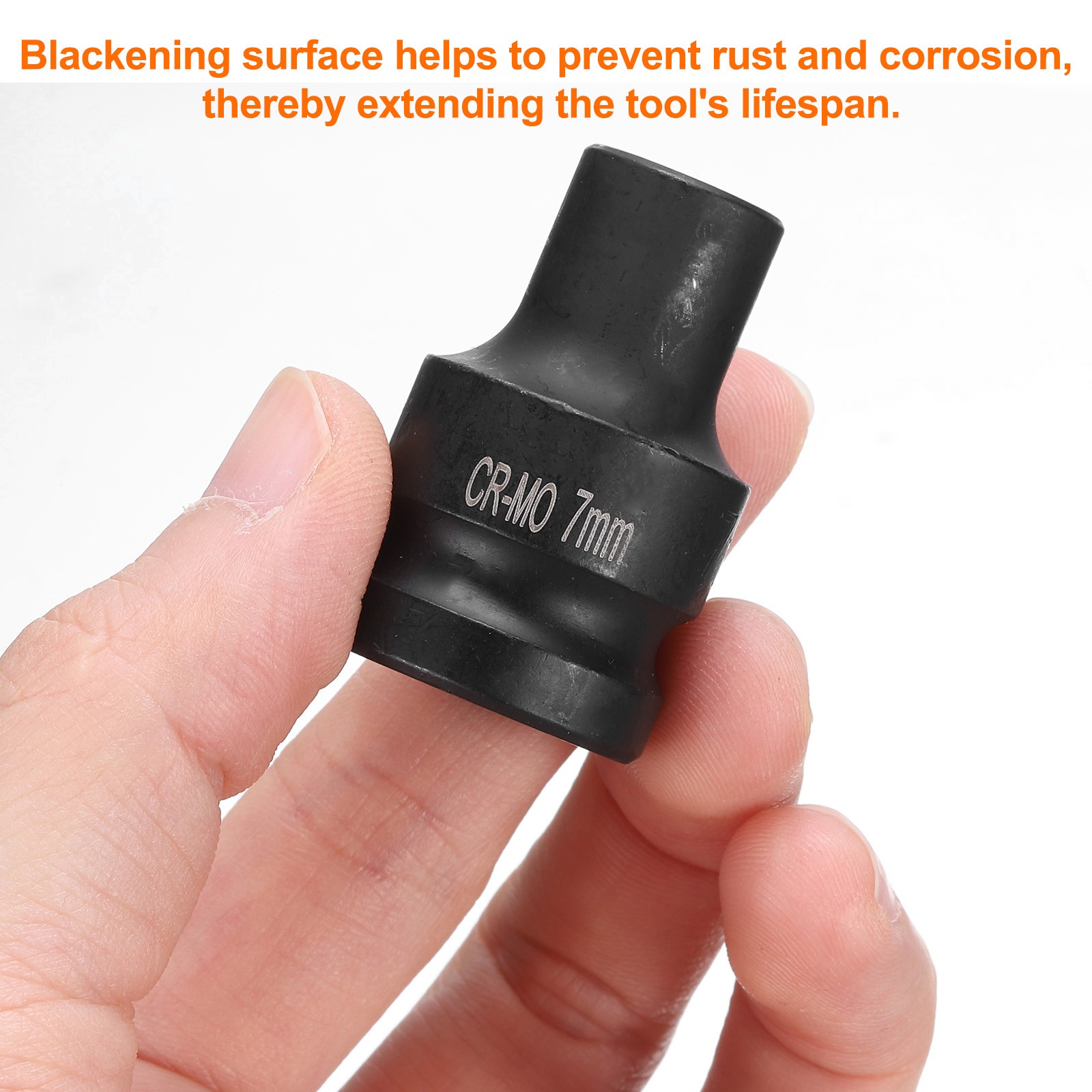4 Point Square Socket 1/2″ Drive 7mm Metric CR-MO Square Impact Wheel Socket